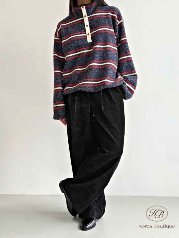 FWKR95 冬季 條紋質感很好的上衣 輕薄保暖 