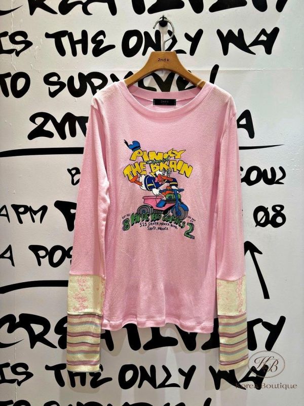 SS184 春季 可愛花色拼接手袖上衣 