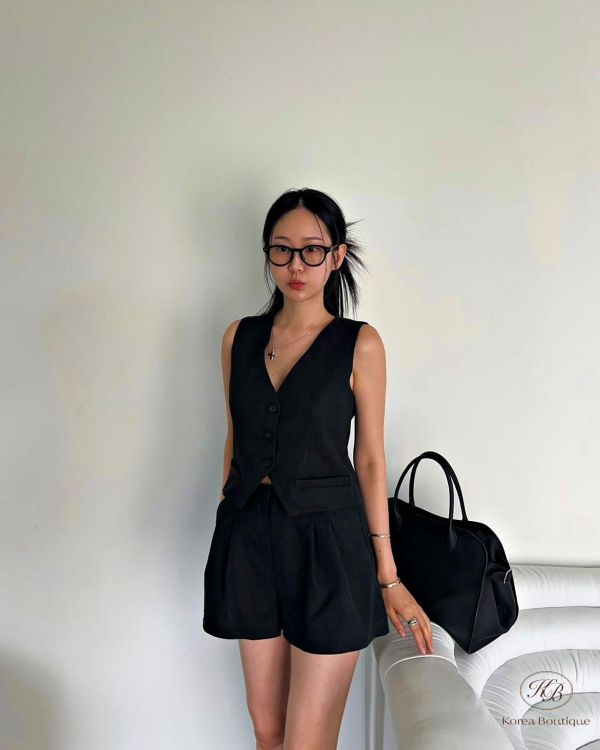 SS464 春季 亞麻背心套裝 