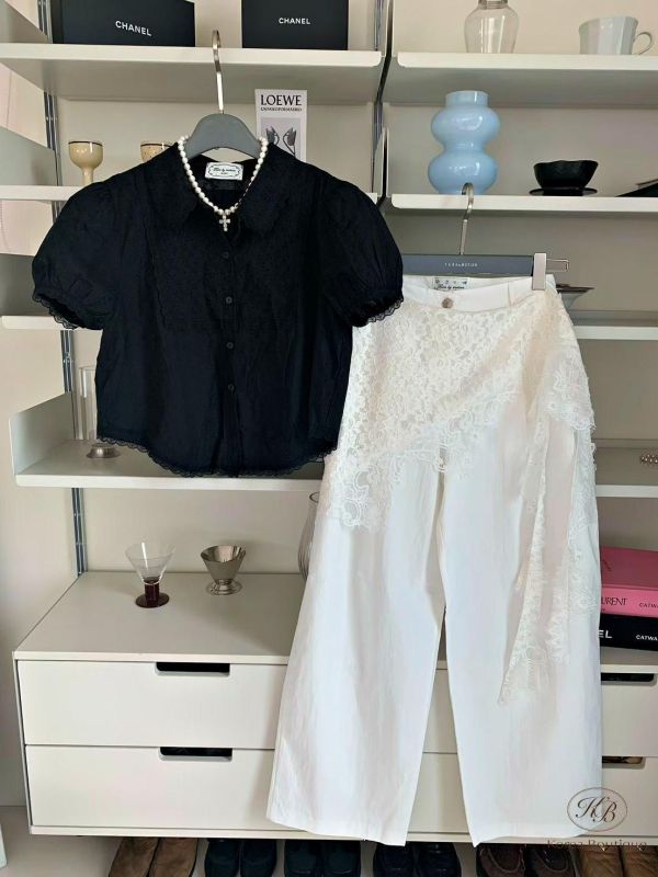 SS462 春季 好喜歡蓬蓬的刺繡圖案上衣 