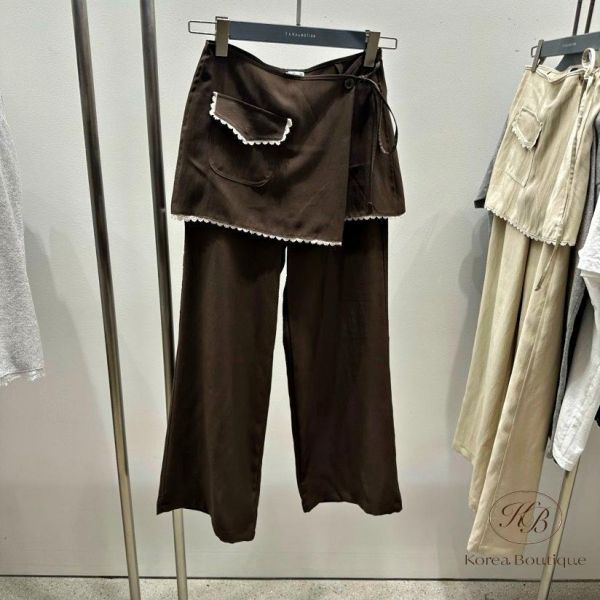 SS262 春季 圍裙造型兩件式直筒褲 
