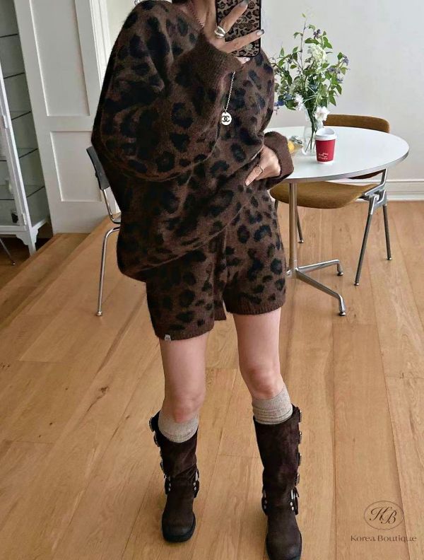 FWKR107 冬季 豹紋褲裝 