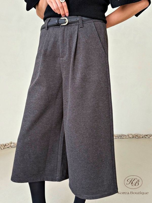 Fw375 秋季 毛呢七分褲 後鬆緊 均碼 