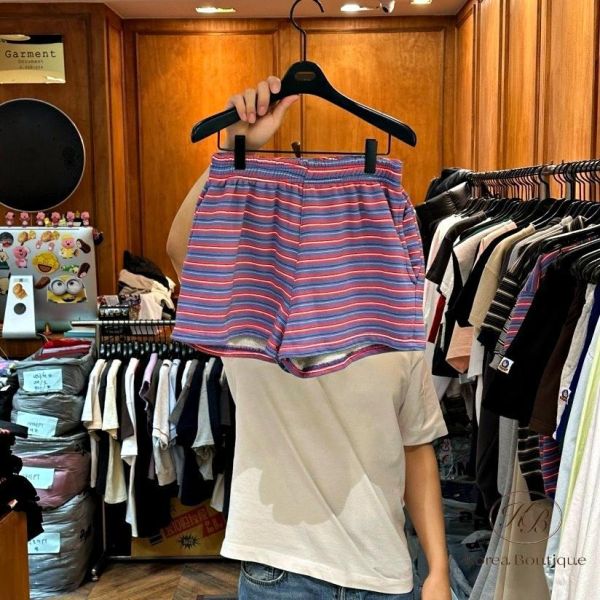 SS355 春季 可愛配色的條紋棉褲 