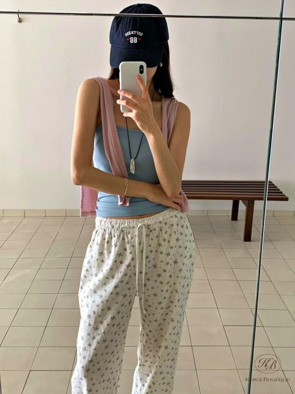 SS540 夏季 好可愛的碎花鬆緊褲 