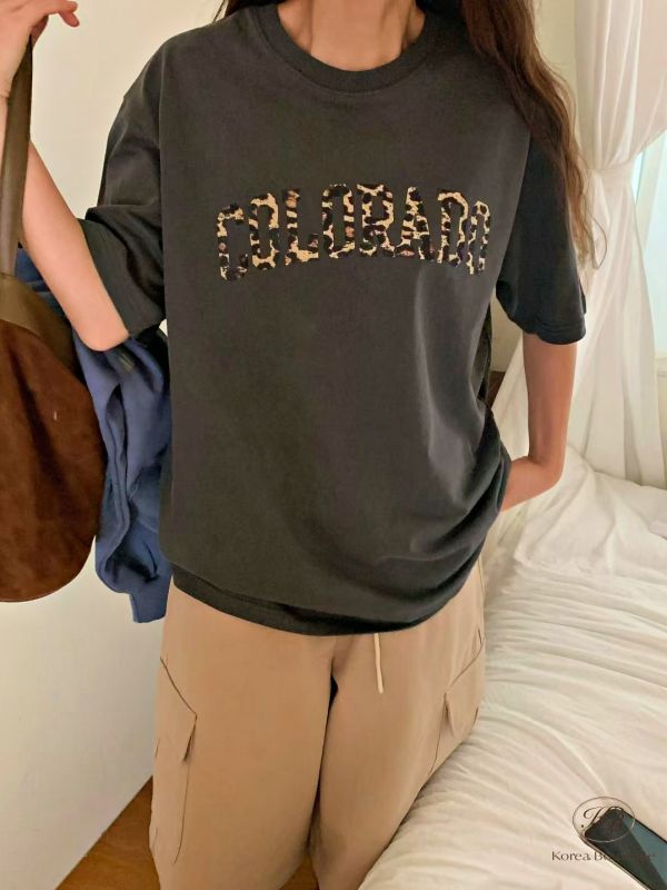 Fw101 秋季 豹紋字母tee 