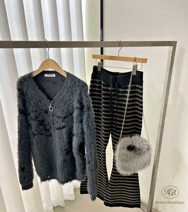 FWKR105 冬季 條紋喇叭褲 