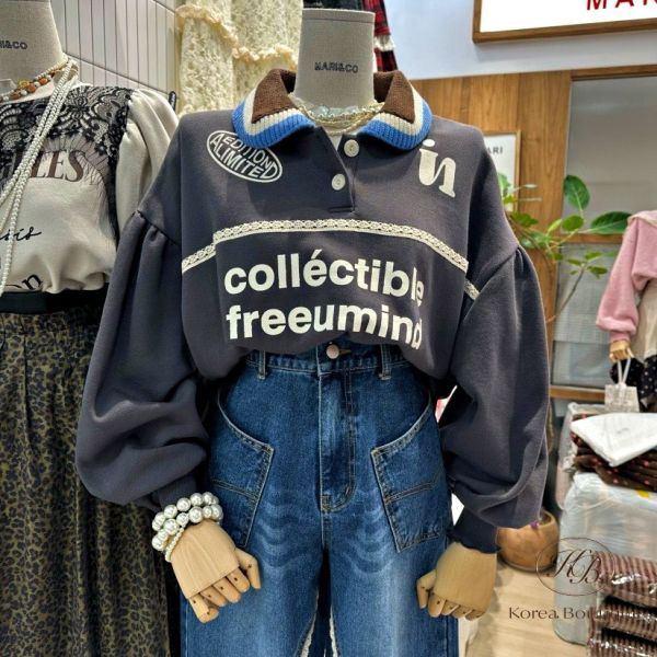 FWKR86 冬季 可愛的領口上衣 