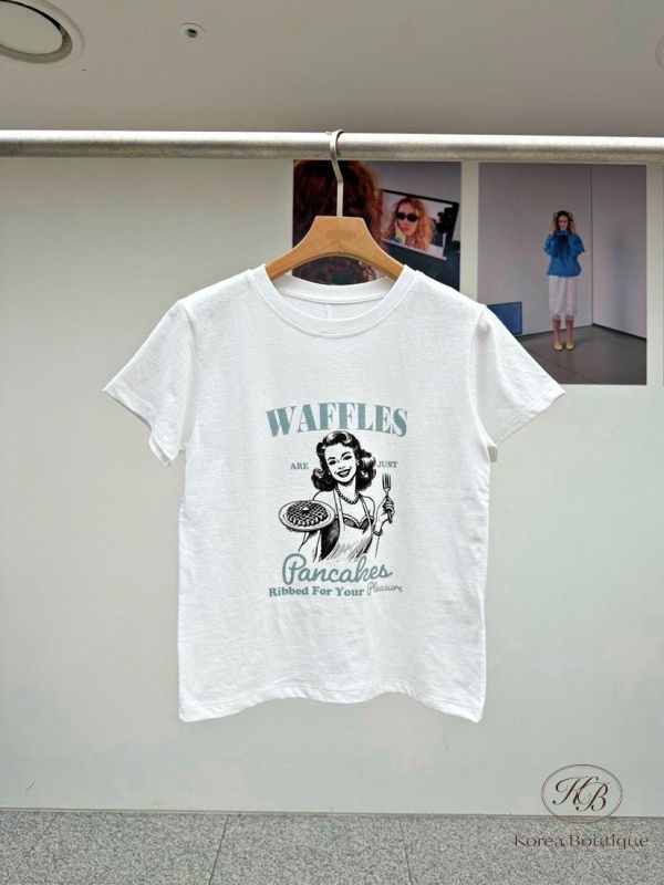 SS524 夏季 美式塗鴉鬆餅女孩tee 