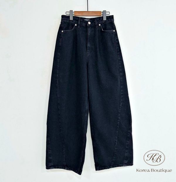 Fw370 秋季 繭型炭黑牛仔褲 