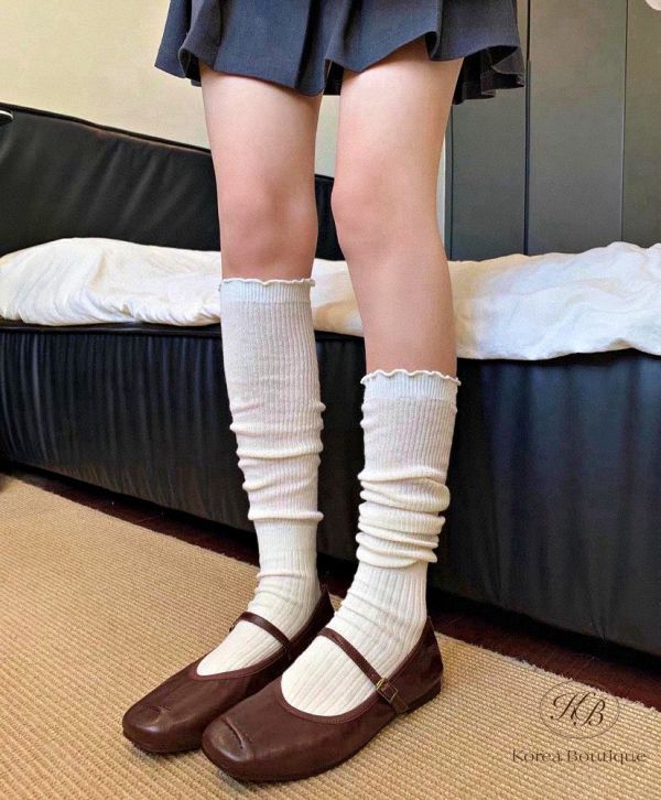 Fw278 秋季 木耳邊膝下襪 