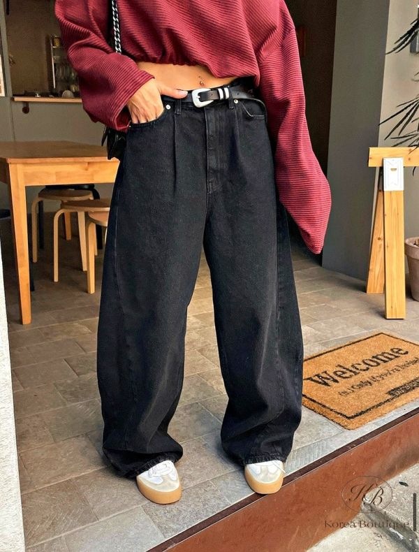 Fw370 秋季 繭型炭黑牛仔褲 