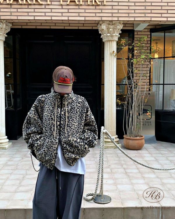 Fw442 冬季 豹紋羔毛外套 