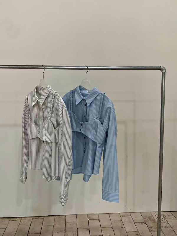 Fw134 秋季 背心兩件式條紋襯衫 
