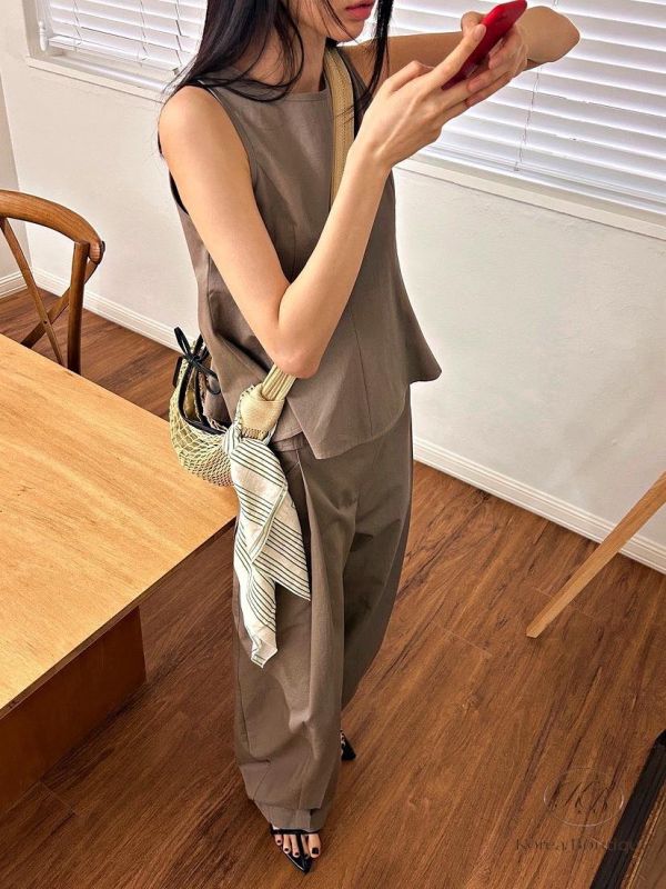 SS497 春季 質感很美的魚尾背心套裝 