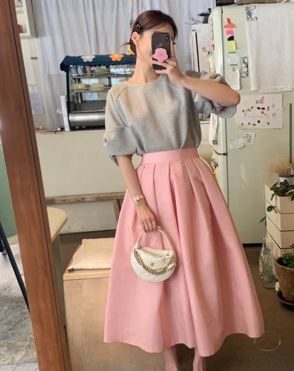 Spr99 春裝 絲綢感圓裙 