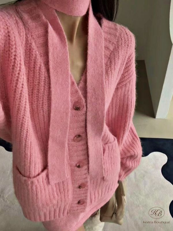 FWKR111 冬季 長版開襟毛衣外套套裝 