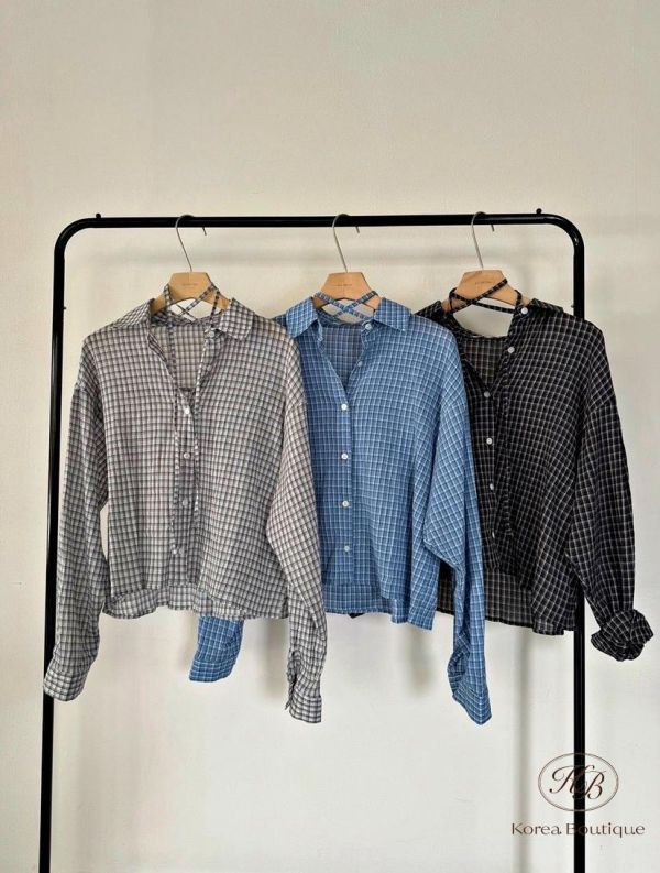 SS450 春季 綁帶設計格紋短襯衫 