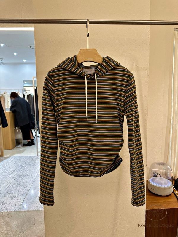 SS02 冬季 細條紋縮腰連帽上衣 