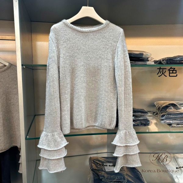 Fw299 秋季 花瓣手袖針織上衣 