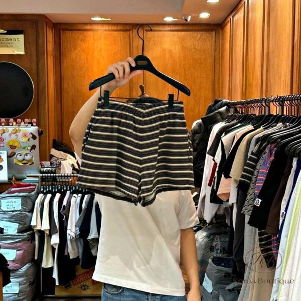 SS355 春季 可愛配色的條紋棉褲 