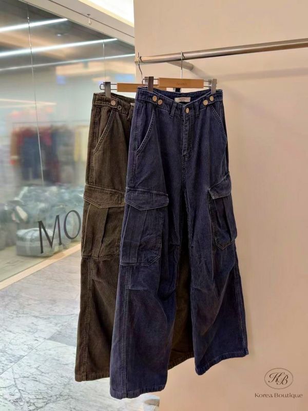 Fw437 冬季 復古顏色燈芯絨工裝褲 