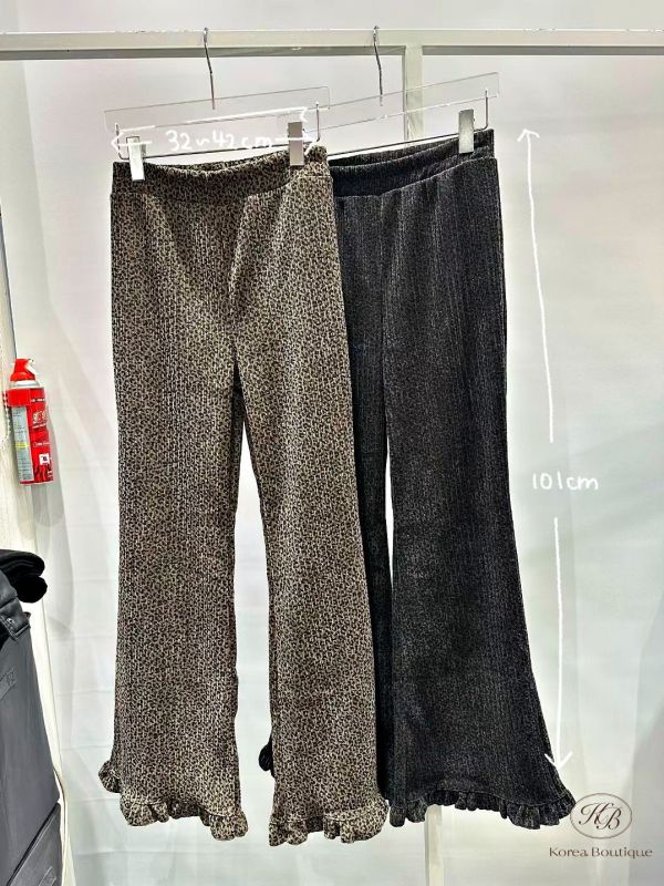 FWKR106 冬季 小豹紋斑點花邊褲 