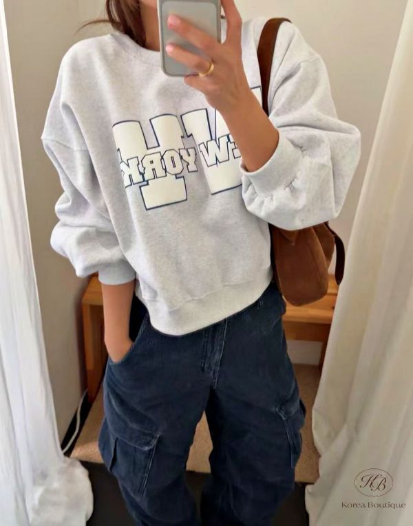 Fw438 冬季 加絨短版衛衣 