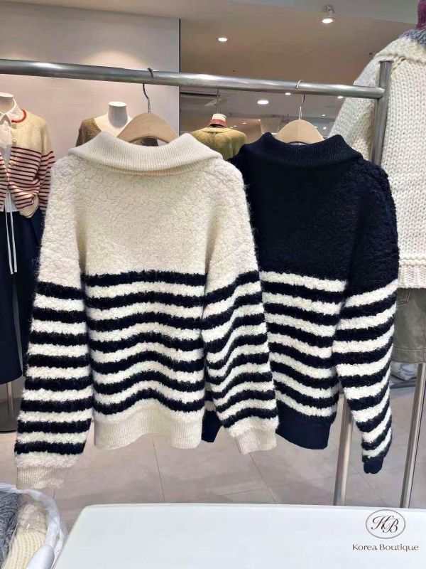 FWKR55 冬季 條紋好搭的polo杉 