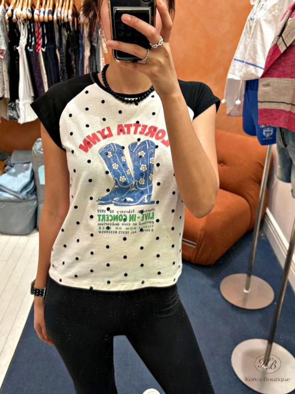 SS533 夏季  馬靴圖案復古tee 