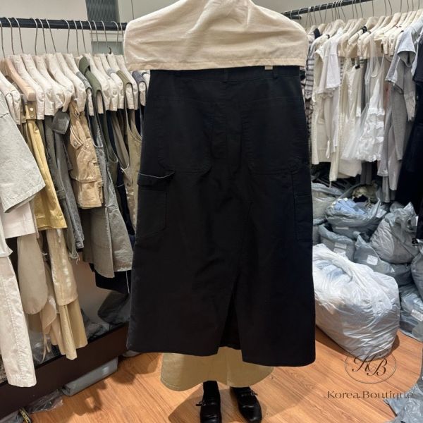 Kr101 夏裝 工裝拼接中長裙 