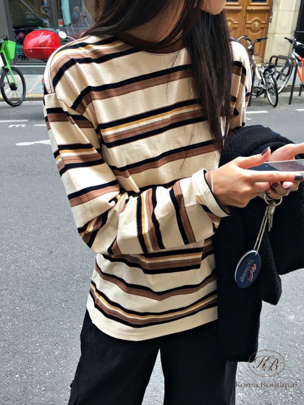 Fw200 秋季 糖果配色條紋tee 