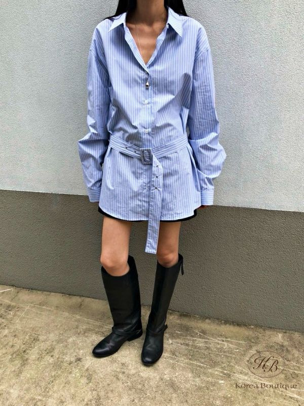 Fw180 秋季 長版襯衫綁帶襯衫 