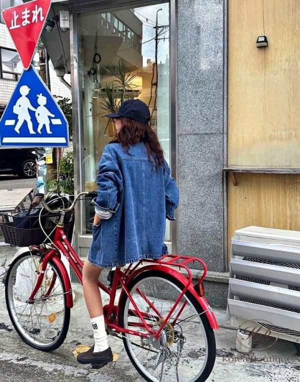 SS364 春季 撞色領口牛仔口袋外套 