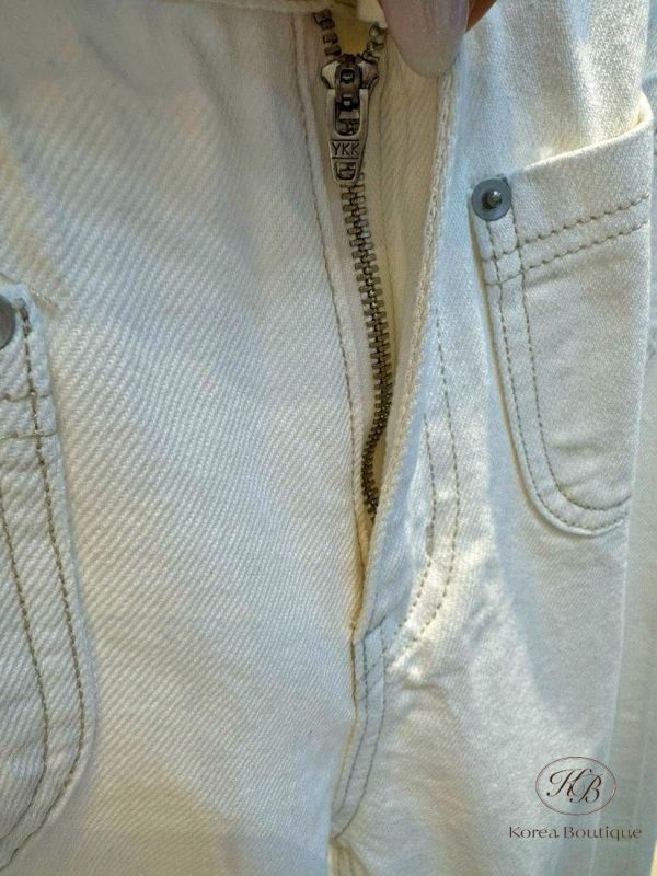 SS367 春季 白色口袋丹寧褲 