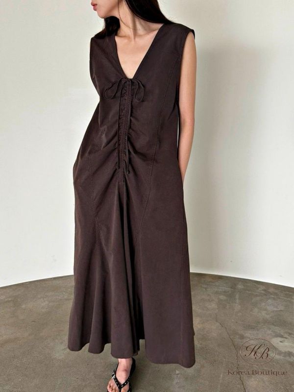 SS362 春季 很美的v領皺摺洋裝 