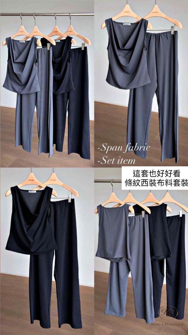 SS595N 夏季 條紋西裝布料套裝 