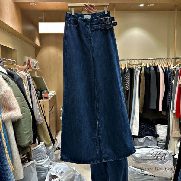 FWKR62 冬季 腰帶設計牛仔褲 加絨 