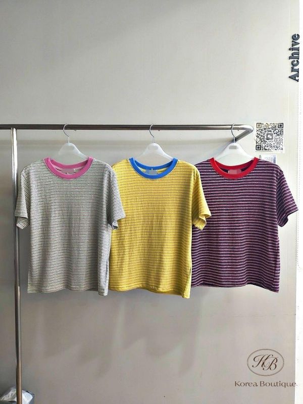 SS435 春季 糖果色配色的條紋tee 