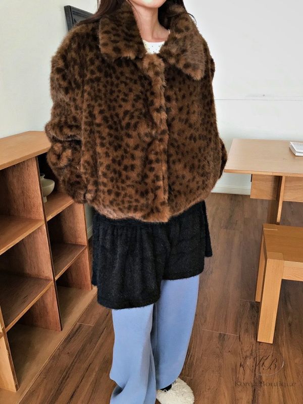 FWKR97 冬季 動物斑點皮草外套 