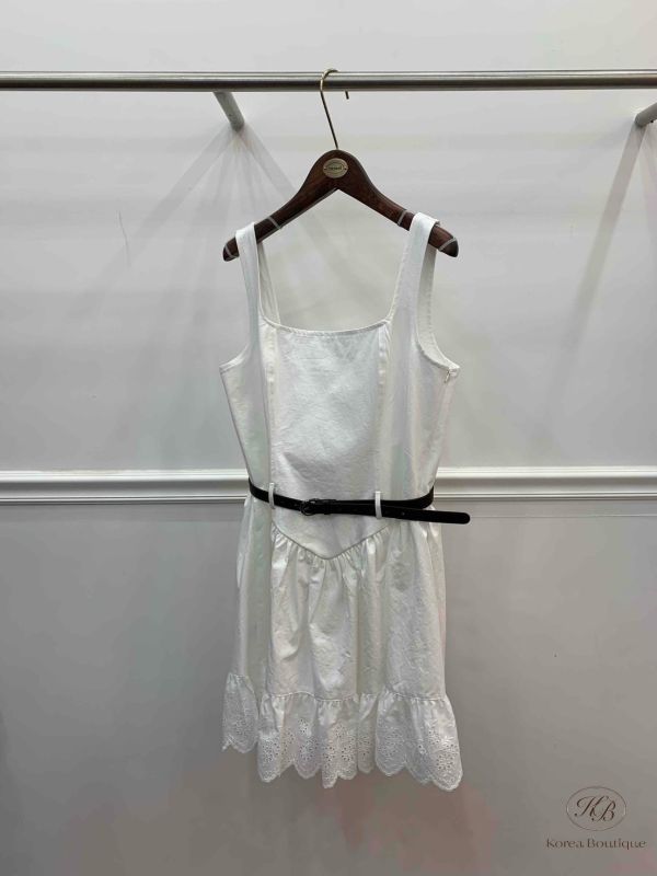 Spv67 夏裝 夏日雕花洋裝 附腰帶 