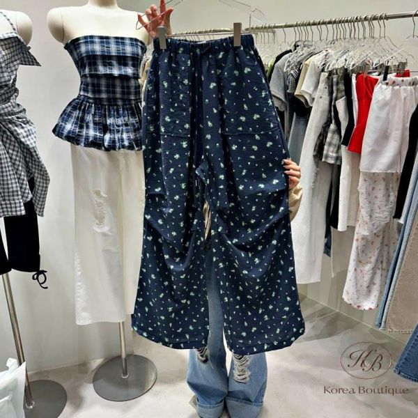 SS583 夏季 碎花工裝褲 