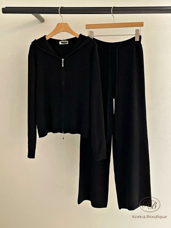 Fw348 秋季 針織薄長褲套裝 