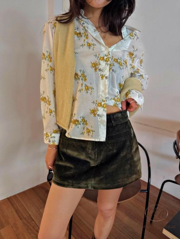 FW2698 秋季 質感花襯衫 