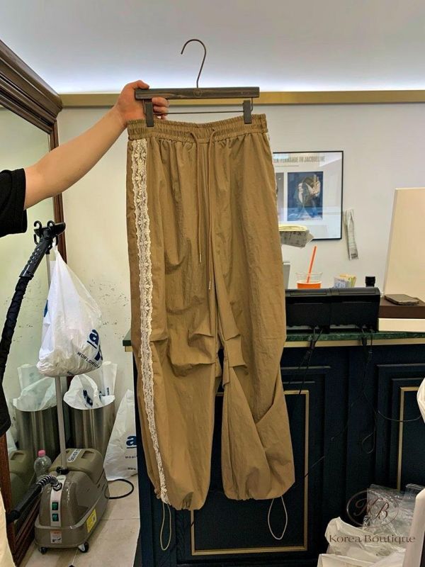 FW2655 秋季 蕾絲車線工裝褲 