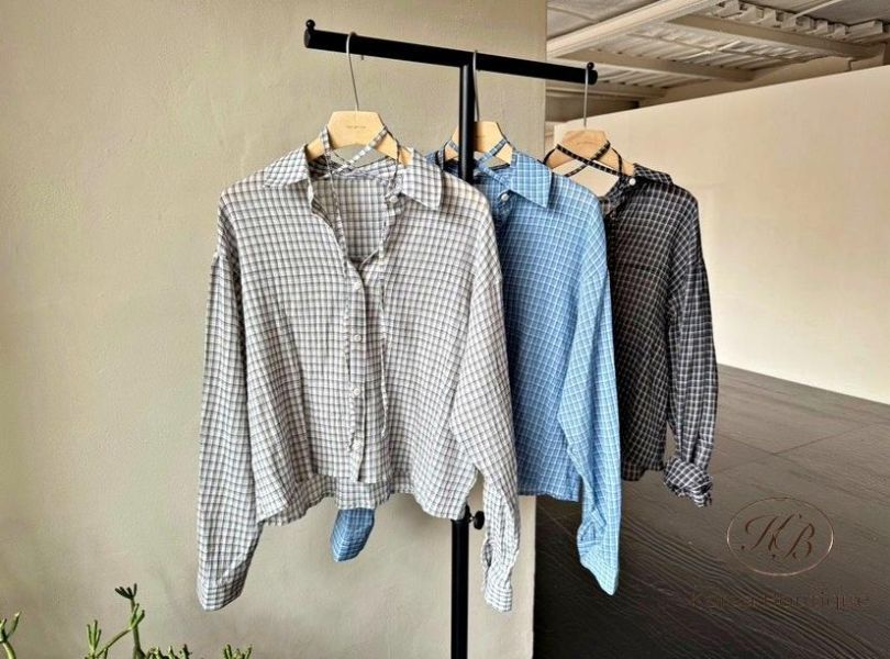 SS450 春季 綁帶設計格紋短襯衫 