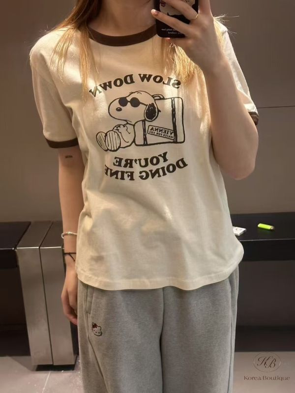 Kr43 夏裝 SNOOPY放鬆一下撞色Tee 