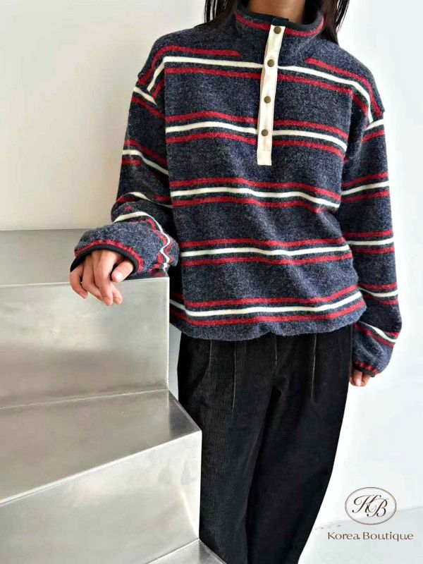 FWKR18 冬季 顏色特別的polo條紋上衣 