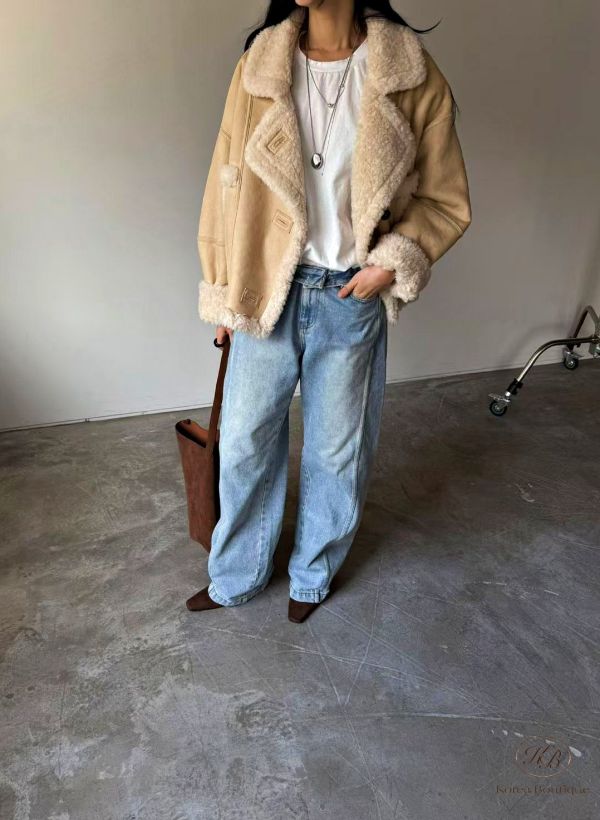 Fw499 冬季 麂皮羊羔毛外套 口袋也有毛毛 