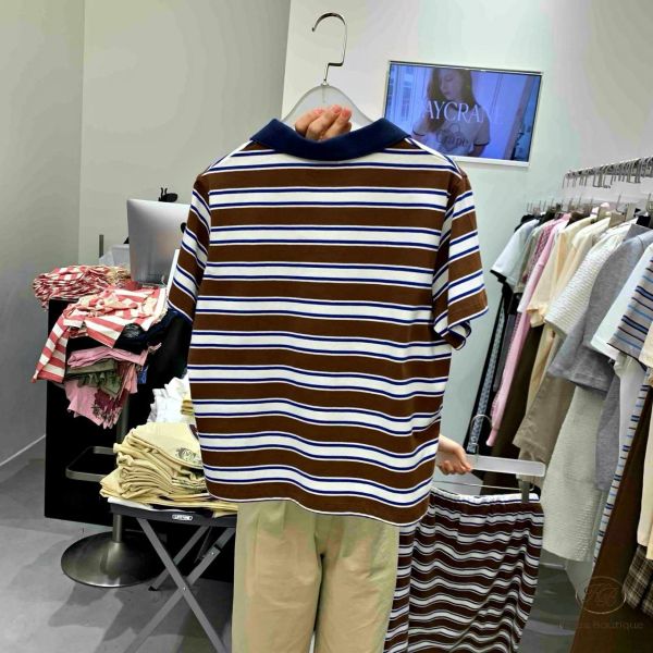 SS334 春季 polo衫條紋套裝 